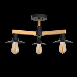 PHIL ОСВЕТИТЕЛНО ТЯЛО ЗА ТАВАН 3xE27 ЧЕРНО И ДЪРВО