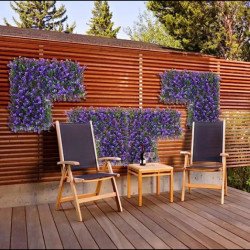 Пано от изкуствена зелена декорация с лилави цветчета - 50х50 см