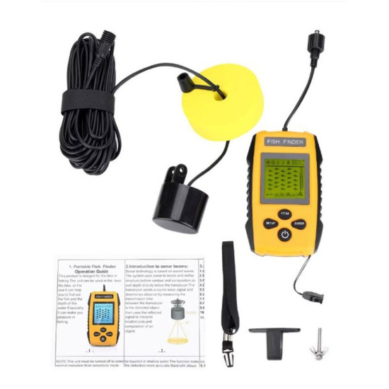 Преносим сонар за риба с дисплей и сонарен сензор – до 100 метра