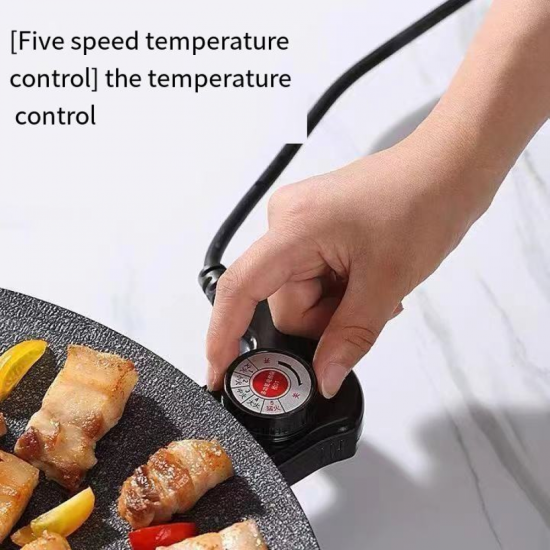 Преносима електрическа настолна скара, с незалепваща повърхност за готвене и топлоустойчиви дръжки, мощност 800 W