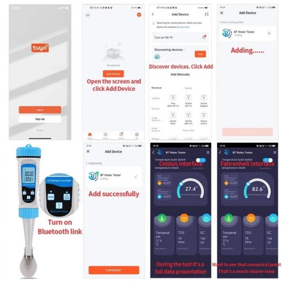 Професионален тестер за качеството на водата, TDS, SALT, S.G, Температура