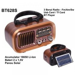 Ретро радио Golon RX-BT628 S, соларен панел, Bluetooth, MP3