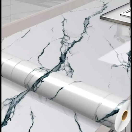 Самозалепващо фолио-бял мрамор с черни линии