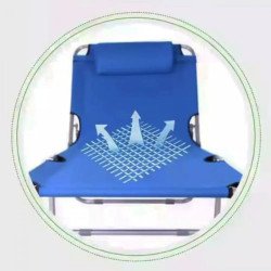 Сгъваем шезлонг с възглавница, син