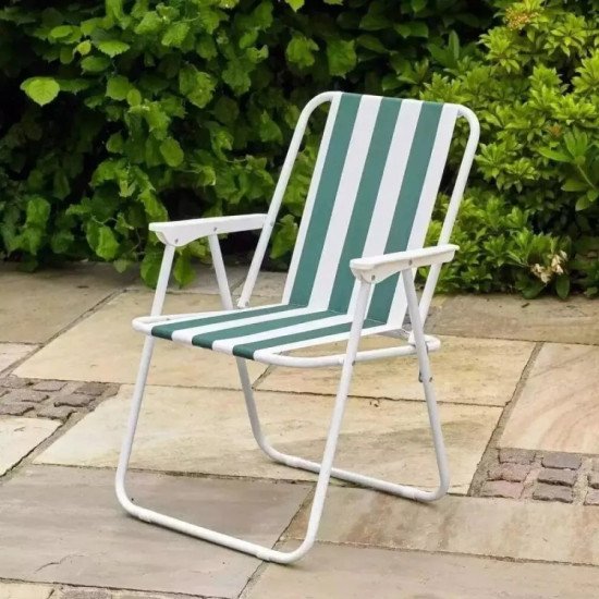 Сгъваем стол за къмпинг на райета - в синьо или зелено