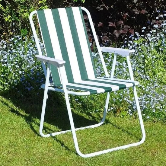 Сгъваем стол за къмпинг на райета - в синьо или зелено