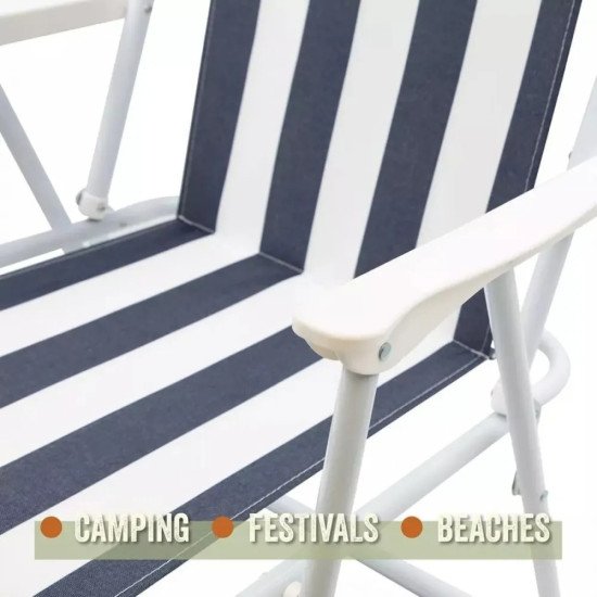 Сгъваем стол за къмпинг на райета - в синьо или зелено