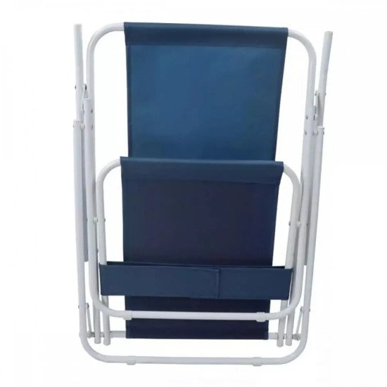 Сгъваем стол за къмпинг с висока облегалка, син