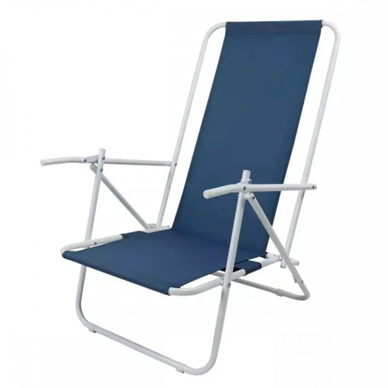 Сгъваем стол за къмпинг с висока облегалка, син