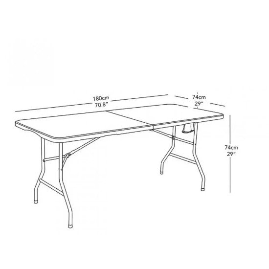 Сгъваема бяла къмпинг маса 180 х 74 х 74 SunFun