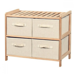 Шкаф с четири чекмеджета, бор и текстил