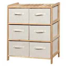 Шкаф с шест чекмеджета, бор и текстил