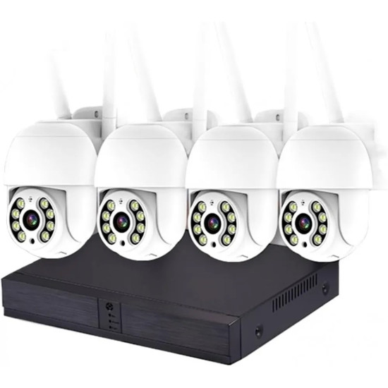 СИСТЕМА ЗА ВЪНШЕН МОНТАЖ С 4 БРОЯ 5MPX WIFI УПРАВЛЯЕМИ КАМЕРИ И 8 КАНАЛЕН DVR