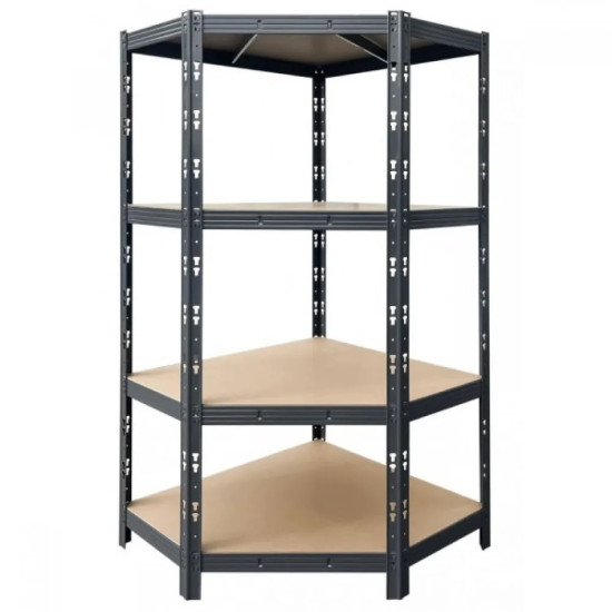 Стелаж метален ъглов Profi Black 1800/900/900/450 4 рафта x400 кг