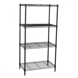 Стелаж метален мрежа 1400760320, 4 рафта до 200 кграфт, Черен
