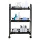 Стелаж на колела Ziel с 3 нива,Черен, 27 x 48 x 63 cм