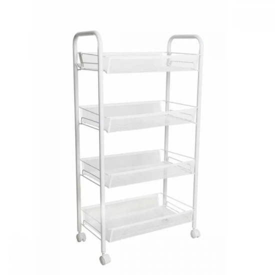 Стелаж на колела Ziel с 4 нива,бял 27x48x84cм