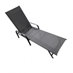 Текстилен Шезлонг с подлакътници - 193х61х96cm - черен