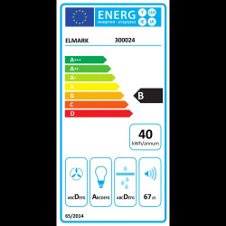 Телескопичен аспиратор за стенен монтаж EL-60L03S 400m³/h, сребрист