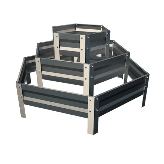 Цветарник Primaterra Hexagonal 3 Сив Металик