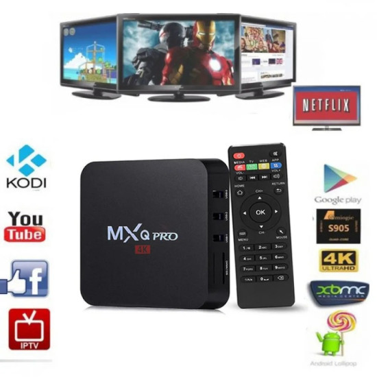 Тв бокс MXQ PRO с 1GB RAM, 8GВ ROM, WiFi, 4K + телевизии и филми