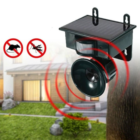 Ултразвуков соларен уред за прогонване на птици и животни с PIR сензор – обхват до 465 м²