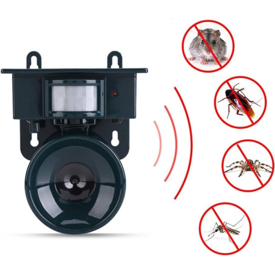 Ултразвуков соларен уред за прогонване на птици и животни с PIR сензор – обхват до 465 м²