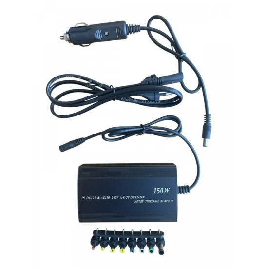 Универсално зарядно за лаптоп, комбинирано 12V и 220V 150W
