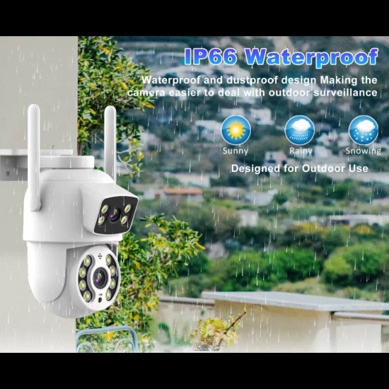 Въртяща Wi-Fi камера за наблюдение с два обектива Jortan