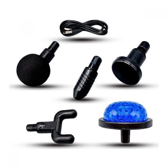 Вибромасажор с удължител, 6 приставки и 6 скорости, Масажен пистолет