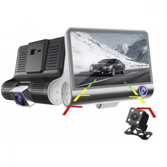 Видеорегистратор Full HD 1080P с 3 камери, дисплей 4 инча