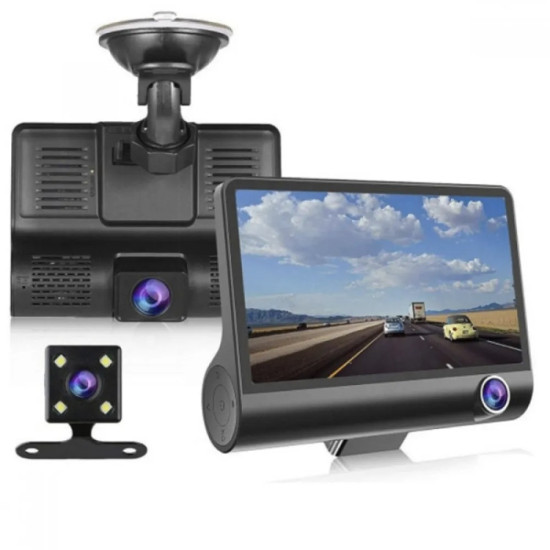 Видеорегистратор Full HD 1080P с 3 камери, дисплей 4 инча