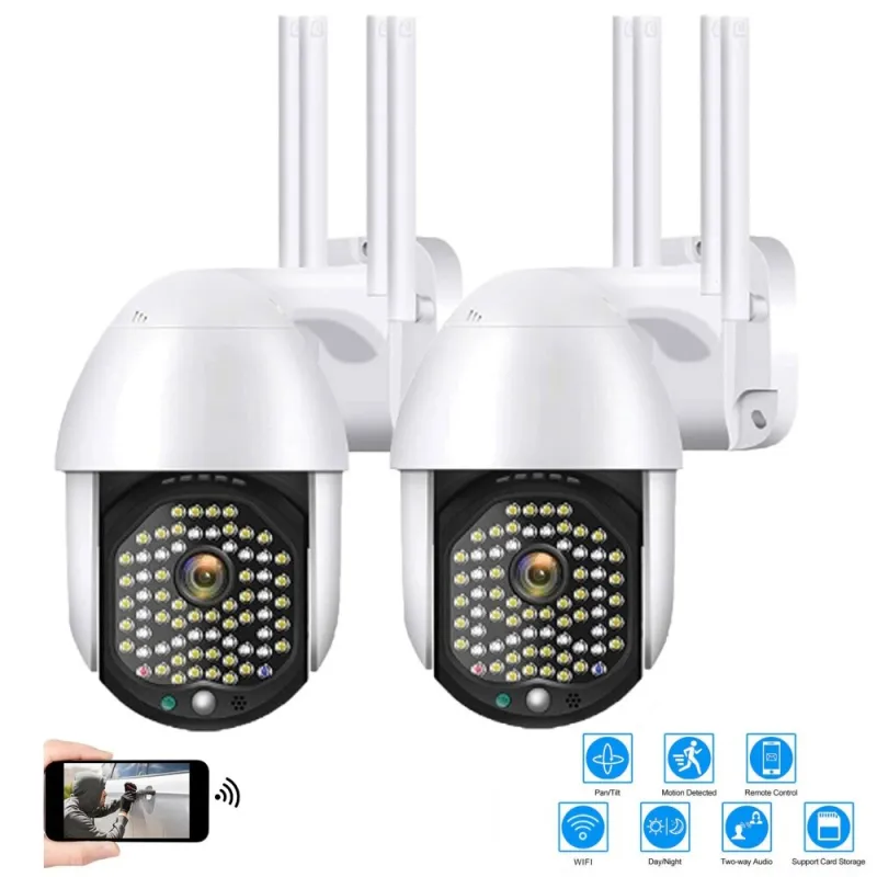 2 БРОЯ ВОДОУСТОЙЧИВА ВЪРТЯЩА КАМЕРА WIFI FULL HD 1080p 68 LED 320° – Дом | TopZone.bg