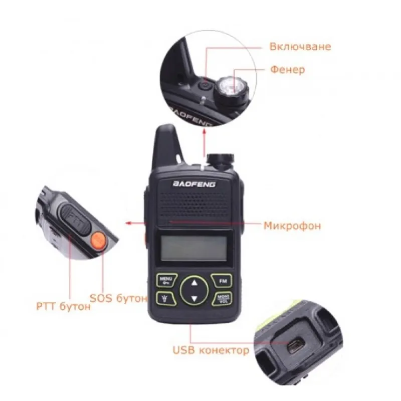 2 БРОЯ МИНИ РАДИОСТАНЦИЯ UHF BAOFENG BF-T1 – Къмпинг | TopZone.bg