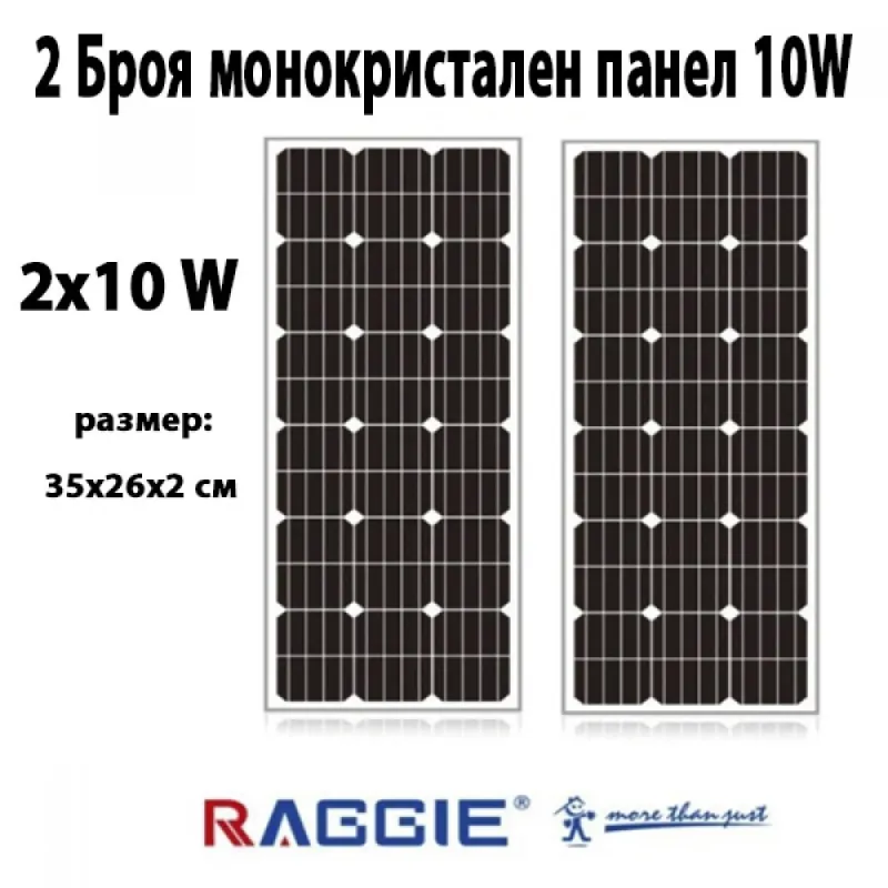 2 Броя монокристален слънчев панел RAGGIE 10W – Соларни панели | TopZone.bg