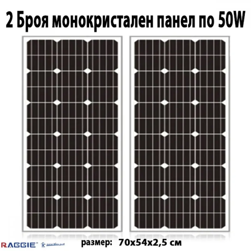 2 Броя монокристален слънчев панел RAGGIE 50W – Соларни панели | TopZone.bg