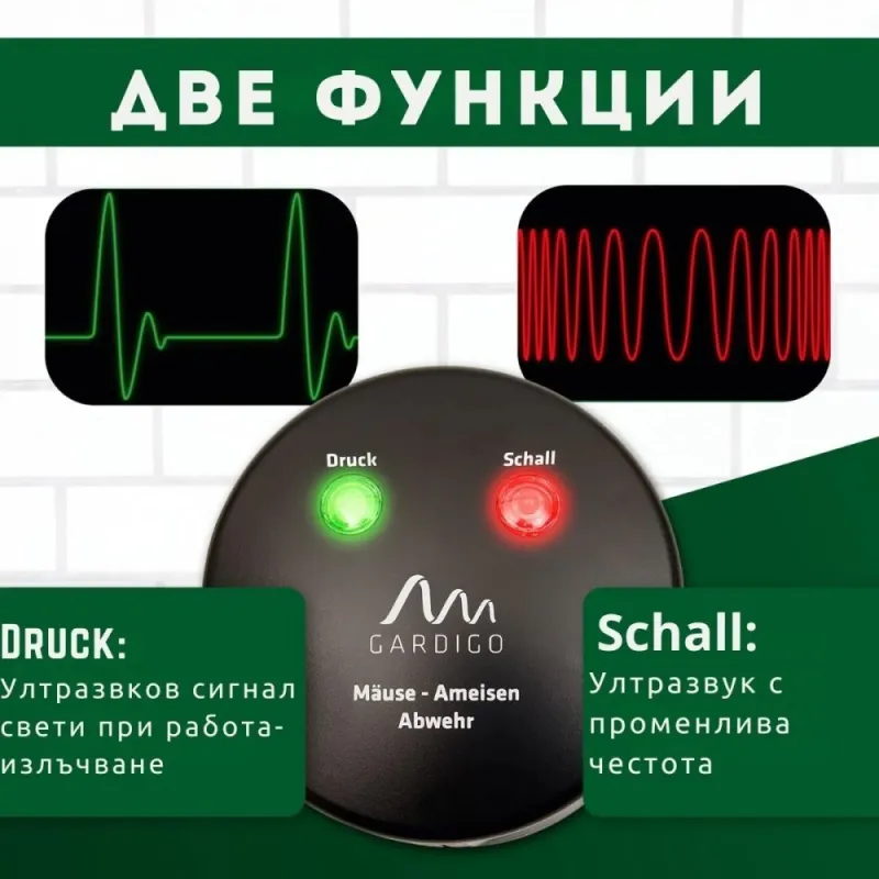 2 Броя ултразвуков уред против мишки, плъхове и мравки Gardigo Mouse Repellent Duo – Борба с вредители | TopZone.bg