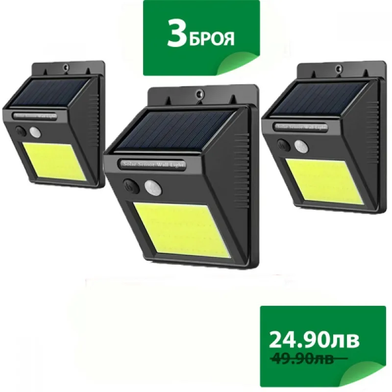 3 БРОЯ СОЛАРНА ЛЕД ЛАМПА С ДАТЧИК ЗА ДВИЖЕНИЕ – Осветление | TopZone.bg