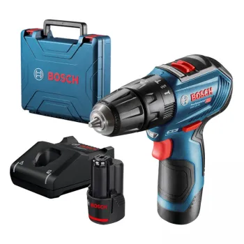Bosch Бормашина винтоверт акумулаторна ударна с батерия и зарядно, 12 V, 2 Ah, 30 Nm, 1-10 мм, GSB 12V-30