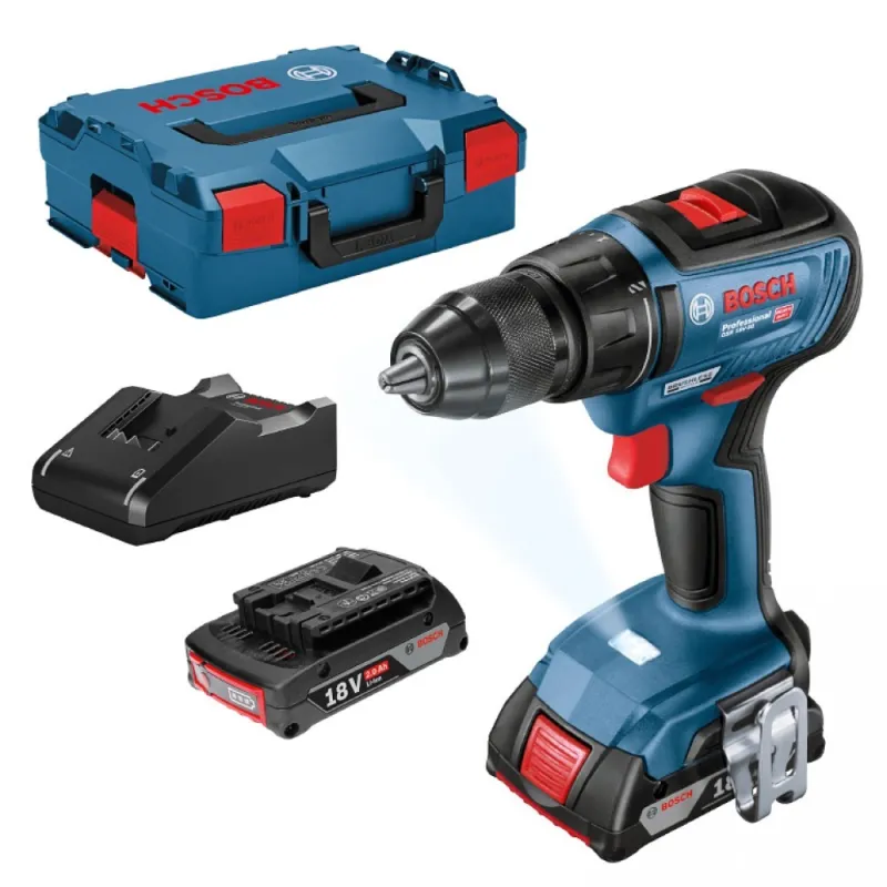 Bosch Бормашина винтоверт акумулаторна ударна с батерия и зарядно, 18 V, 2 Ah, 50 Nm, 1.5-13 мм, GSB 18V-50 – Инструменти | TopZone.bg
