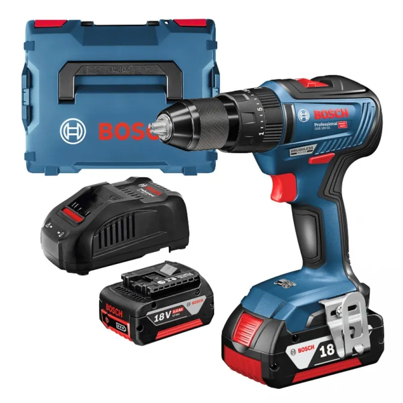 Bosch Бормашина винтоверт акумулаторна ударна с батерия и зарядно, 18 V, 5 Ah, 50 Nm, 1.5-13 мм, GSB 18V-50 Professional – Инструменти | TopZone.bg