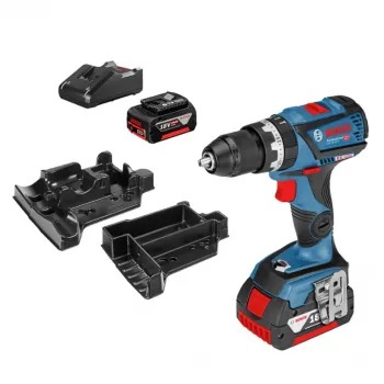 Bosch Бормашина винтоверт акумулаторна ударна с батерия и зарядно, 18 V, 5 Ah, 60 Nm, 1.5-13 мм, GSB 18V-60 C