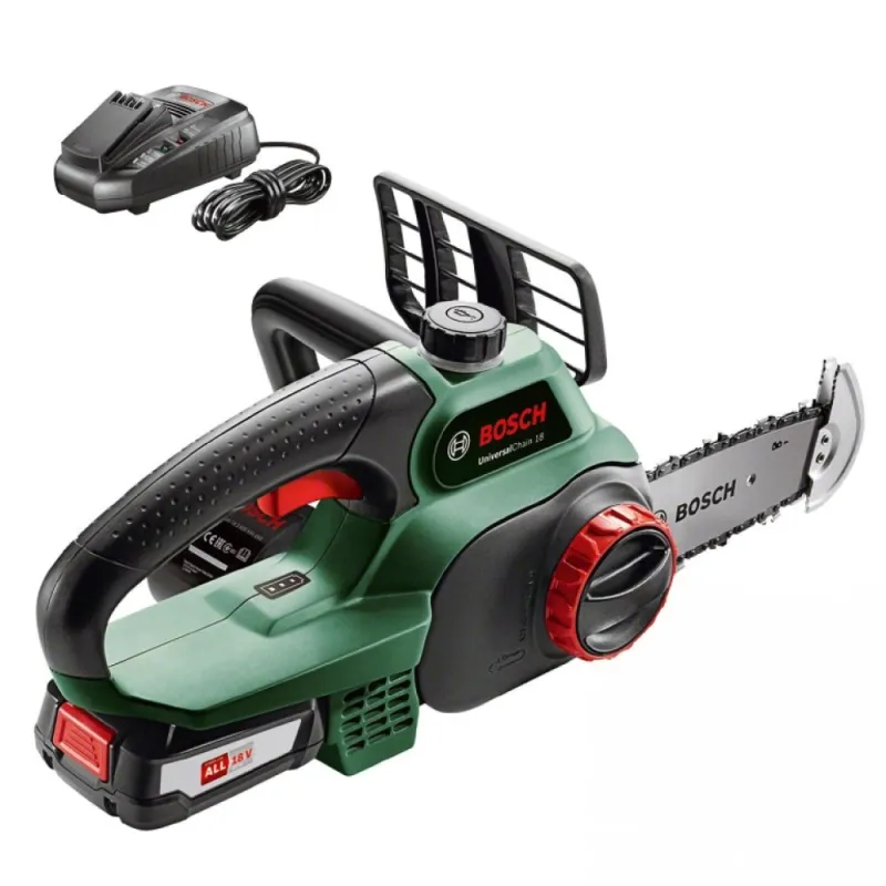 Bosch Трион верижен акумулаторен с батерия и зарядно, 18 V, 2.5 Ah, 20 см, 3/8 , 1.1 мм, UniversalChain 18 – Градина | TopZone.bg
