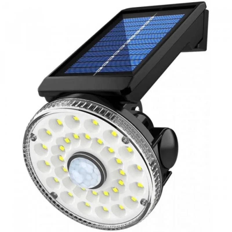 LED Соларен прожектор 15W с датчик за движение, кръг – Градинско осветление | TopZone.bg