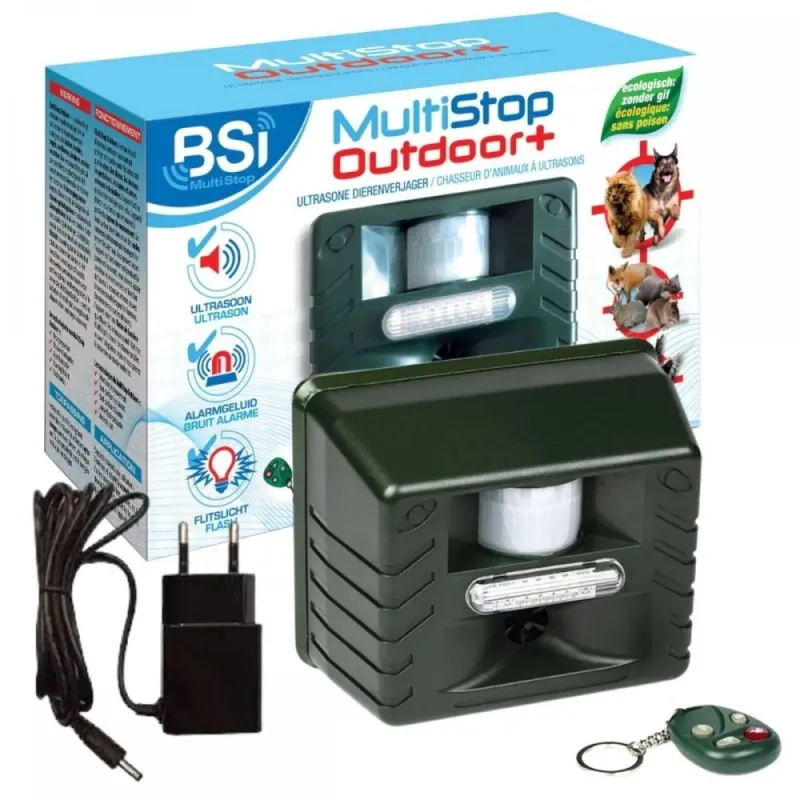 MultiStop Outdoor+ Ултразвуков уред за защита от кучета, котки и диви животни с аларма и дистанционно управление – Борба с вредители | TopZone.bg