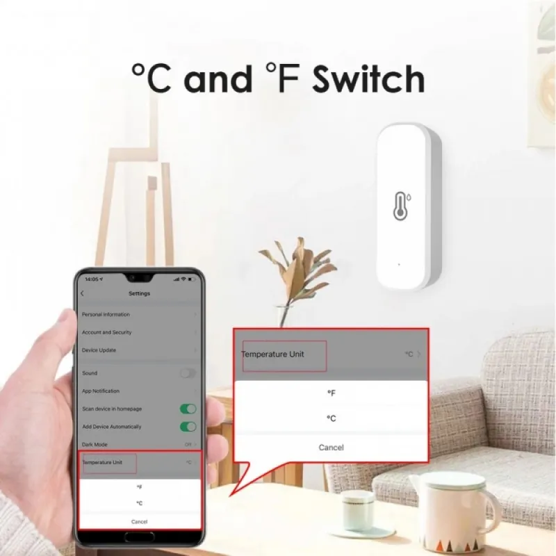 Wi Fi smart сензор за влажност и температура, Температура -20 до +60, Влажност 0 до 100% – Дом | TopZone.bg