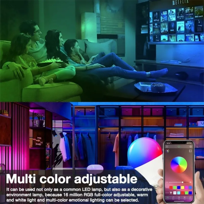 Wi Fi интелигентна крушка 9W - E27 RGBCW, LED Димируема крушка – Забавление | TopZone.bg