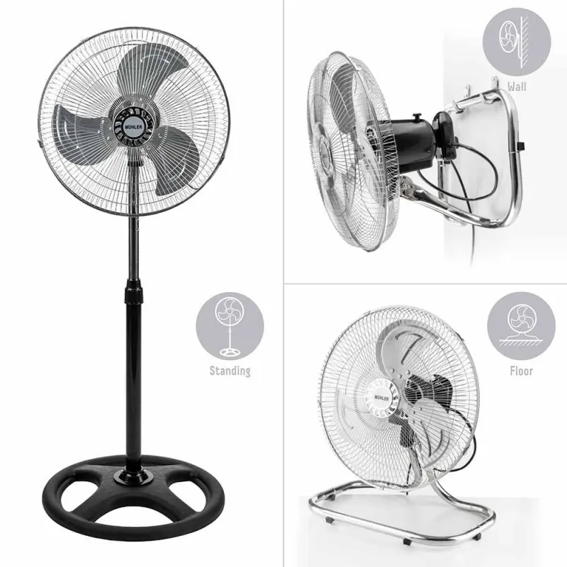 Вентилатор на стойка 16Muhler FM-6136D 3in1, 50W, индустриален, на стойка, стена, под – Отопление и охлаждане | TopZone.bg