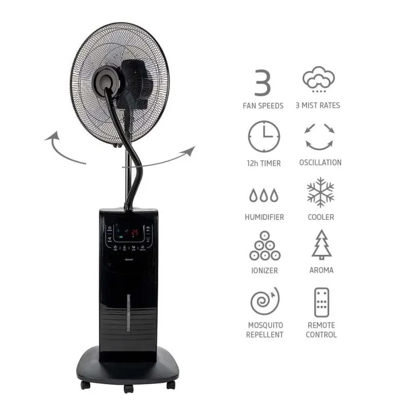 Вентилатор с водна мъгла 16 Diplomat DX-77 PHANTOM 7in1, 90W, мултифункционален, LED, дистанционно – Отопление и охлаждане | TopZone.bg