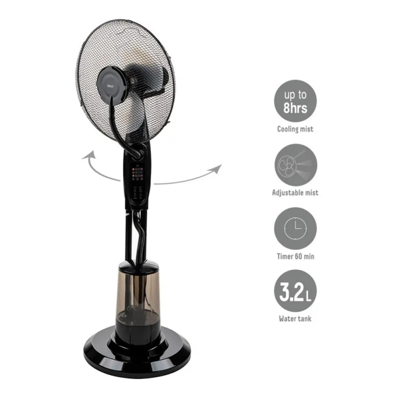 Вентилатор с водна мъгла 16 Muhler MF-1609RC, 75W, LED, дистанционно – Отопление и охлаждане | TopZone.bg